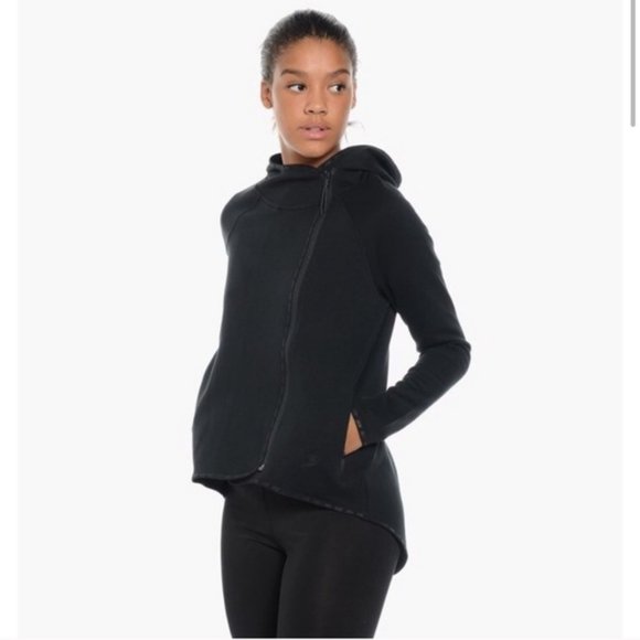 nike Tops - Nike Tech XL Asymetrical Zip Hoodie Sweatshirt Blk